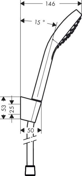 Wymiary techniczne zestawu prysznicowego punktowego Hansgrohe Croma Select E Vario 1.60m 26412400-image_Hansgrohe_26412400_3