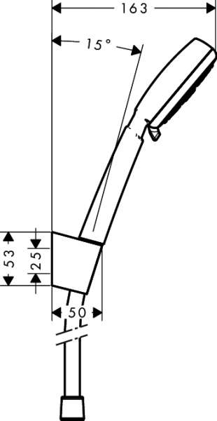 Wymiary techniczne zestawu prysznicowego punktowego Hansgrohe Crometta 100 1jet 26664400-image_Hansgrohe_26664400_3