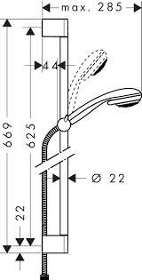Wymiary techniczne zestawu prysznicowego Hansgrohe Crometta 85 27763000-image_Hansgrohe_27763000_3
