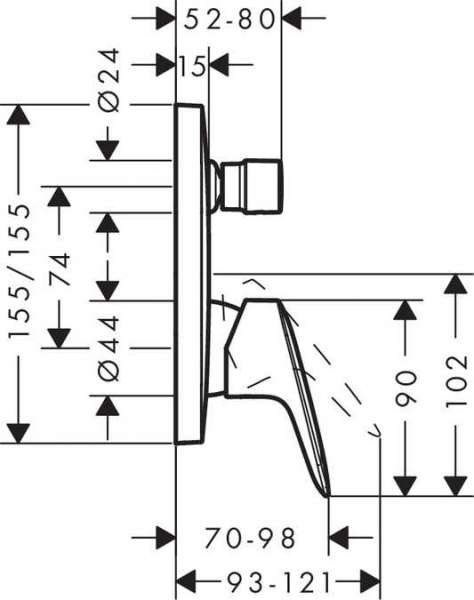Wymiary techniczne podtynkowej baterii wannowej Hansgrohe Logis 71405000-image_Hansgrohe_71405000_5