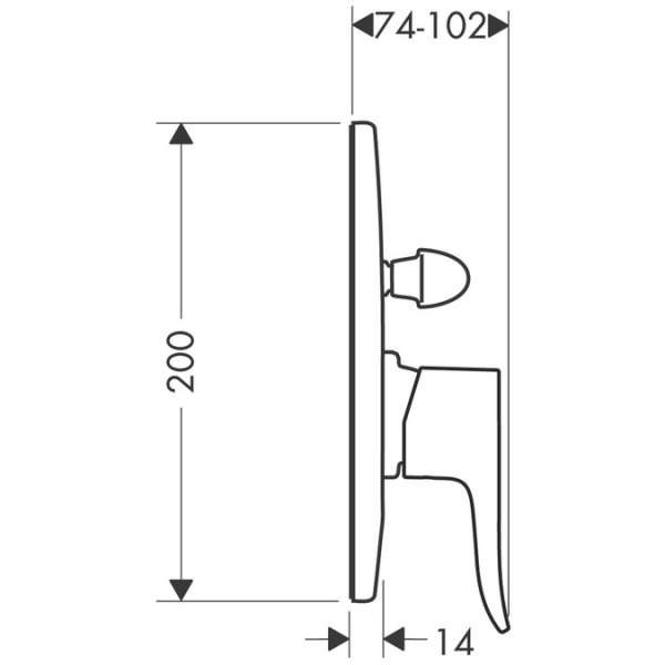 Wymiary techniczne baterii podtynkowej wannowej Hangrohe Metris E2 31484000-image_Hansgrohe_31484000_4