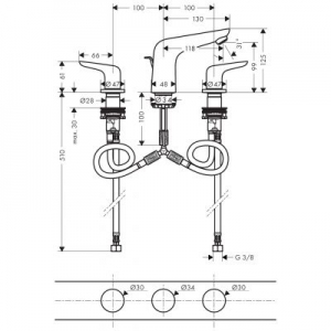 Dane techniczne baterii umywalkowej Hansgrohe Novus 71140000-image_Hansgrohe_71140000_2