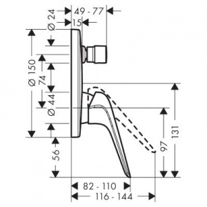 Rysunek techniczny baterii podtynkowej wannowo-prysznicowej Hansgrohe Novus  71046000-image_Hansgrohe_71046000_2