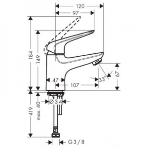 Rysunek techniczny zaworu Hansgrohe Novus 71050000-image_Hansgrohe_71050000_2