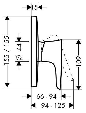 Wymiary techniczne baterii prysznicowej Hansgrohe PuraVida 15665400-image_Hansgrohe_15665400_3