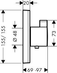 Wymiary podtynkowej baterii termostatycznej Hansgrohe Showerselect 15760000-image_Hansgrohe_15760000_4