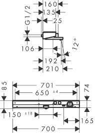 Wymiary techniczne baterii termostatycznej wannowej Hansgrohe ShowerTablet 13183000-image_Hansgrohe_13183000_3