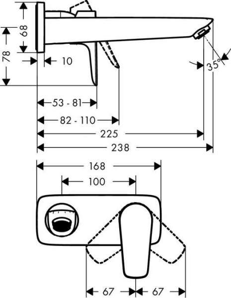 Wymiary techniczne baterii umywalkowej podtynkowej Talis 71734000-image_Hansgrohe_71734000_3