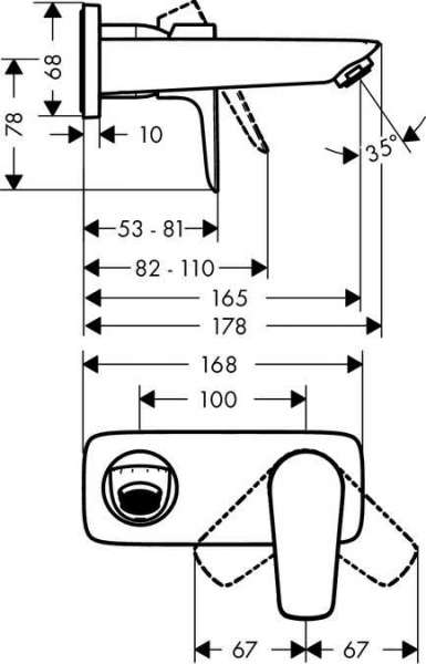 Wymiary podtynkowej baterii umywalkowej Hansgorhe Talis E 71732000.-image_Hansgrohe_71732000_3