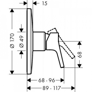 Rysunek techniczny baterii prysznicowej Hansgrohe Talis S 72607000-image_Hansgrohe_72607000_2