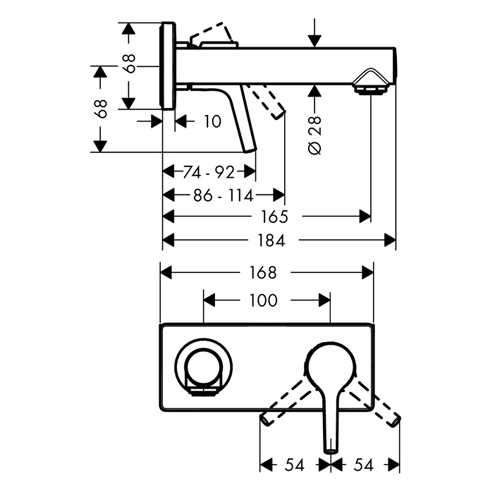 Wymiary techniczne baterii podtynkowej umywalkowej Hangrohe Talis S 72110000-image_Hansgrohe_72110000_3
