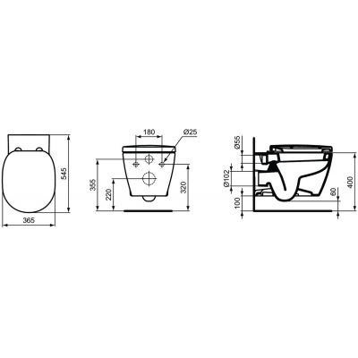 Wymiary techniczne toalety podwieszanej IS Connect E803501 -image_Ideal Standard_E803501_2