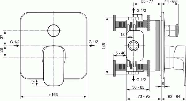 Wymiary techniczne baterii Tonic II-image_Ideal Standard_A6340AA_3