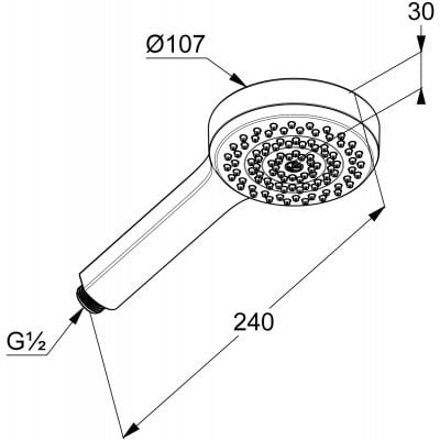 Wymiary techniczne słuchawki Kludi 6881005-00