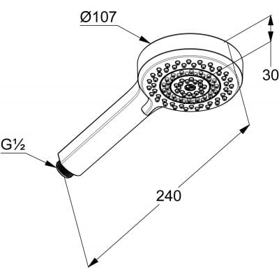 Wymiary techniczne słuchawki Kludi 6883005-00