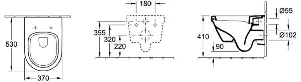 Wymiary techniczne miski lejowej bez kołnierza wewnętrznego Villeroy%&Boch 5684R001-image_Villeroy&Boch_5684R001_4