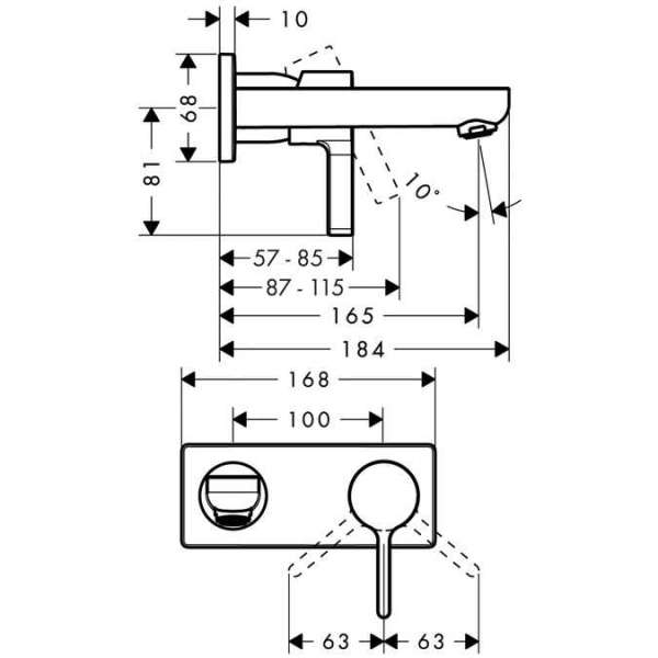 Wymiary techniczne baterii umywalkowej Metris S Hansgrohe 31162000-image_Hansgrohe_31162000_4
