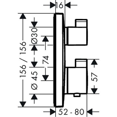 Wymiary czarnej podtynkowej baterii wannowo-prysznicowej Ecostat Square -image_Hansgrohe_15714670_2