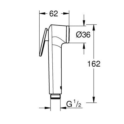Wymiary techniczne słuchawki bidette Grohe Tempesta F Trigger Spray 27512001