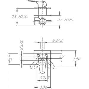 Rysunek techniczny podtynkowej baterii prysznicowej Teka Itaca -image_Teka_672410200_2