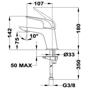 Rysunek techniczny baterii umywalkowej Teka Itaca -image_Teka_673460200_2