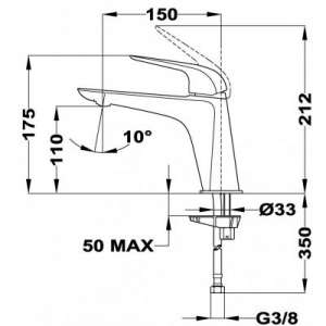 Rysunek techniczny baterii umywalkowej Teka Itaca -image_Teka_673860200_2