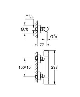 Wymiary techniczne baterii prysznicowej z termostatem Grohtherm 34065002-image_Grohe_34065002_4