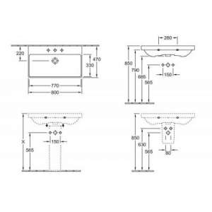 Wymiary techniczne umywalki meblowej Avento 41568001-image_Villeroy & Boch_41568001_2