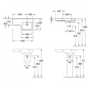 Dane techniczne umywalki Villeroy & Boch Subway 2.0 41156RR1-image_Villeroy & Boch_41156RR1_2