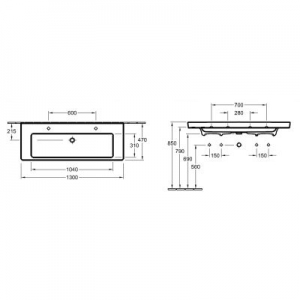 Rysunek techniczny umywalki Villeroy & Boch Subway 2.0 7176D2R1-image_Villeroy & Boch_7176D2R1_2