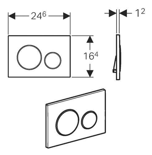 Rysunek techniczny przycisku spłukującego Geberit Sigma 20-image_Geberit / Villeroy Boch_UP320/SUBWAY/W_3