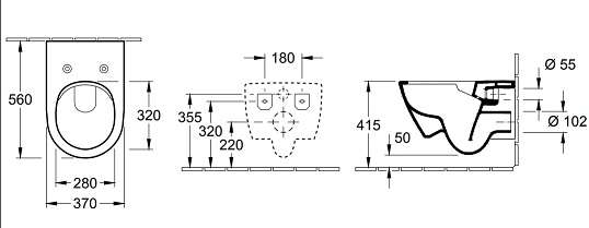 Wymiary techniczne miski ustępowej Subway 2,0 -image_Geberit / Villeroy Boch_UP320/SUBWAY/W_2