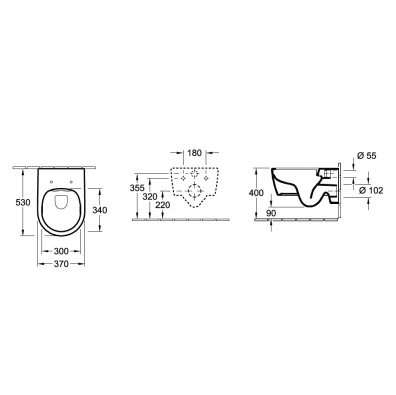 Rysunek techniczny miski wiszącej Villeroy&Boch Aveno -image_Geberit / Villeroy Boch_UP320/AVENTO/S20KJ_4