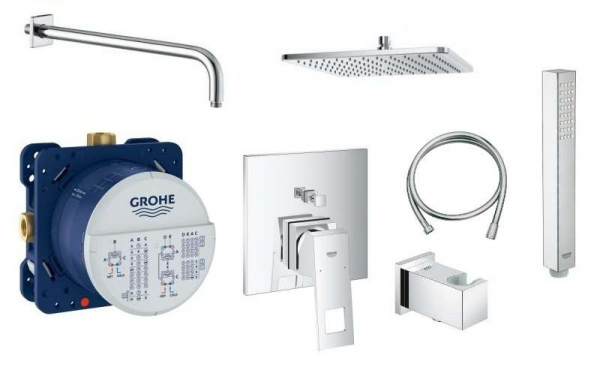 Grohe Eurocube kompletny zestaw podtynkowy z deszczownicą i słuchawką-image_Kludi_645300500_1