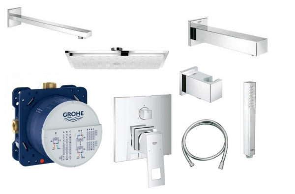 Grohe zestaw podtynkowy Eurocube z wylewką, deszczownicą Allure 23cm oraz słuchawką Euphoria -image_Hansgrohe_58113000_1