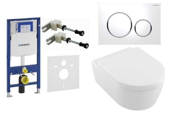 Pakiet podtynkowy do wc - stelaż Geberit UP320 wraz z miską Villeroy&Boch Aveno+przycisk spłukujący Sigma 20 biała